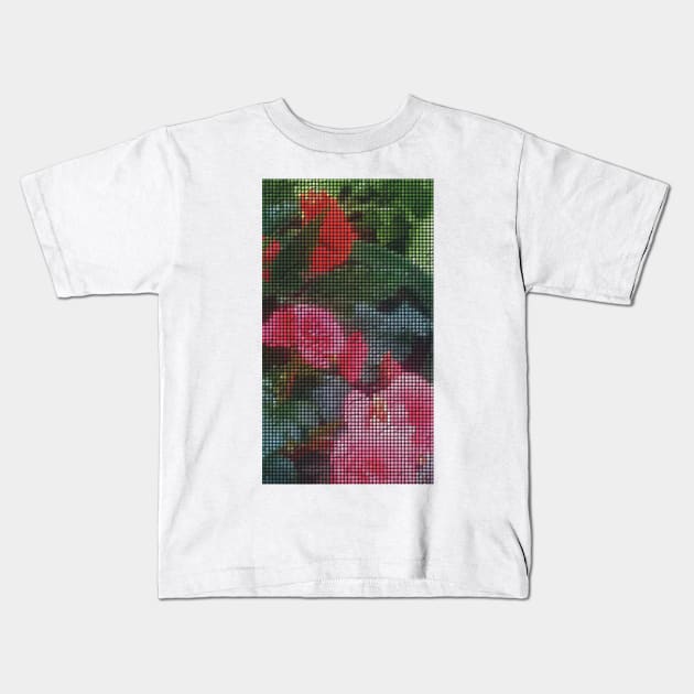 Mosaic Style Pink Flower Tiles Kids T-Shirt by gkillerb